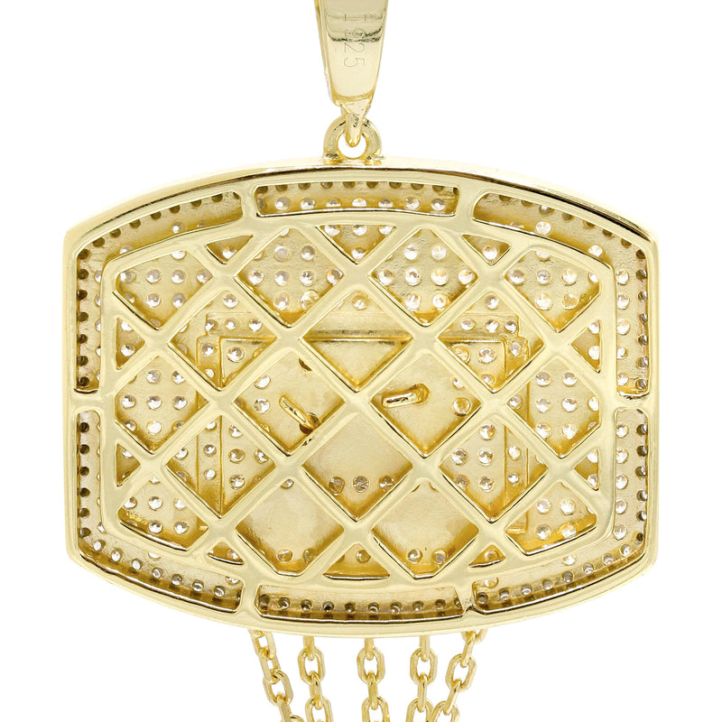 Silver Pendant - Gold Basketball Hoop Pendant | Appx 11.2 Grams