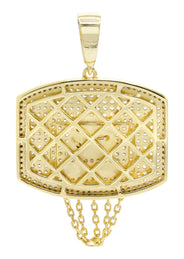 Silver Pendant - Gold Basketball Hoop Pendant | Appx 11.2 Grams