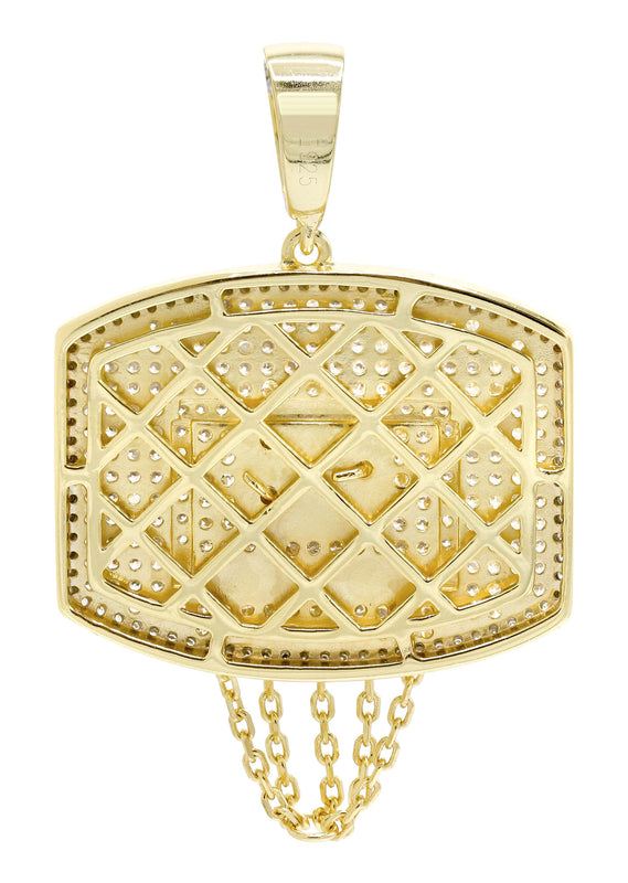 Silver Pendant - Gold Basketball Hoop Pendant | Appx 11.2 Grams