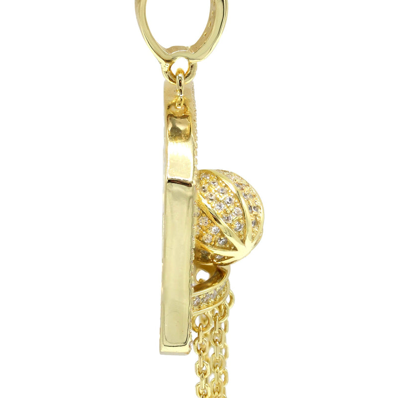 Silver Pendant - Gold Basketball Hoop Pendant | Appx 11.2 Grams