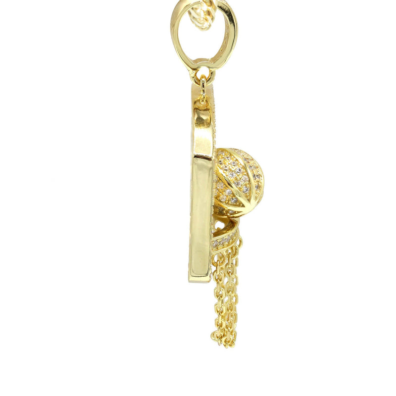Silver Necklace - Gold Basketball Hoop Necklace | 25.2 Grams