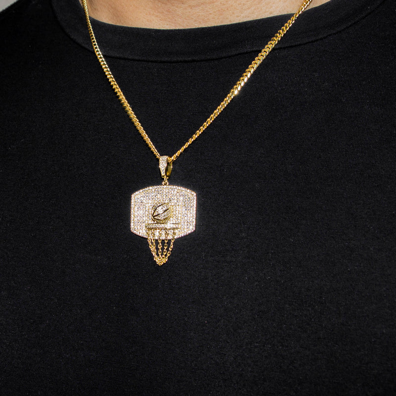 Silver Necklace - Gold Basketball Hoop Necklace | 25.2 Grams