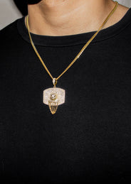 Silver Necklace - Gold Basketball Hoop Necklace | 25.2 Grams