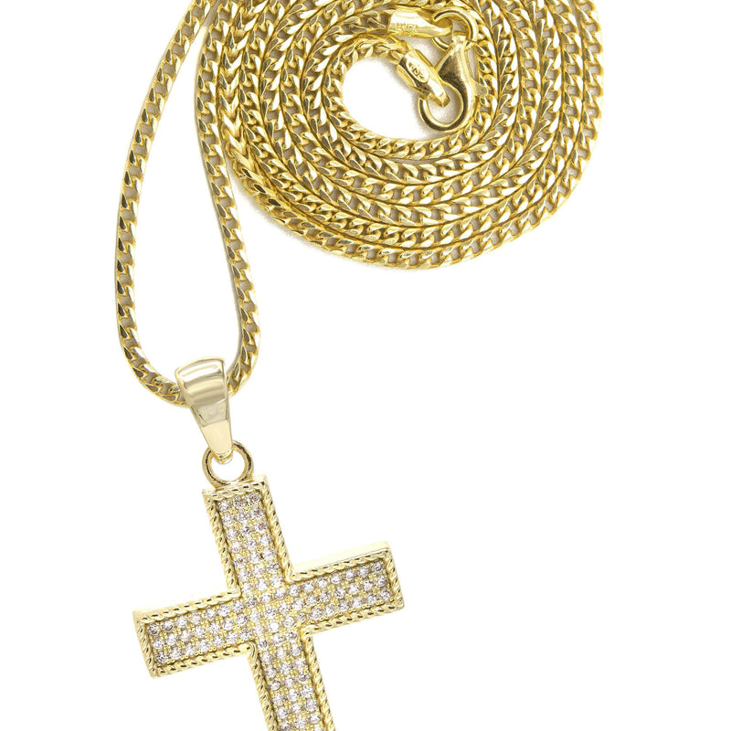 Silver Necklace - Gold Cross Necklace | 12.7 Grams