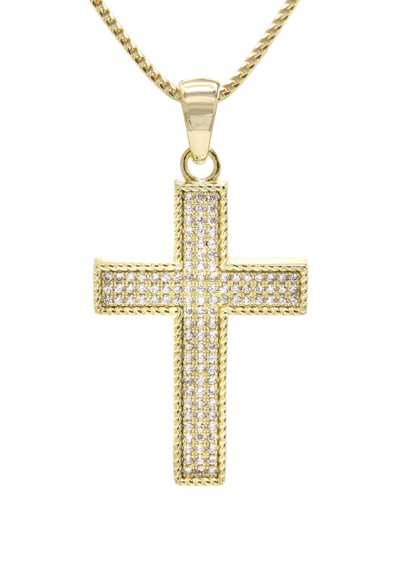 Silver Necklace - Gold Cross Necklace | 12.7 Grams