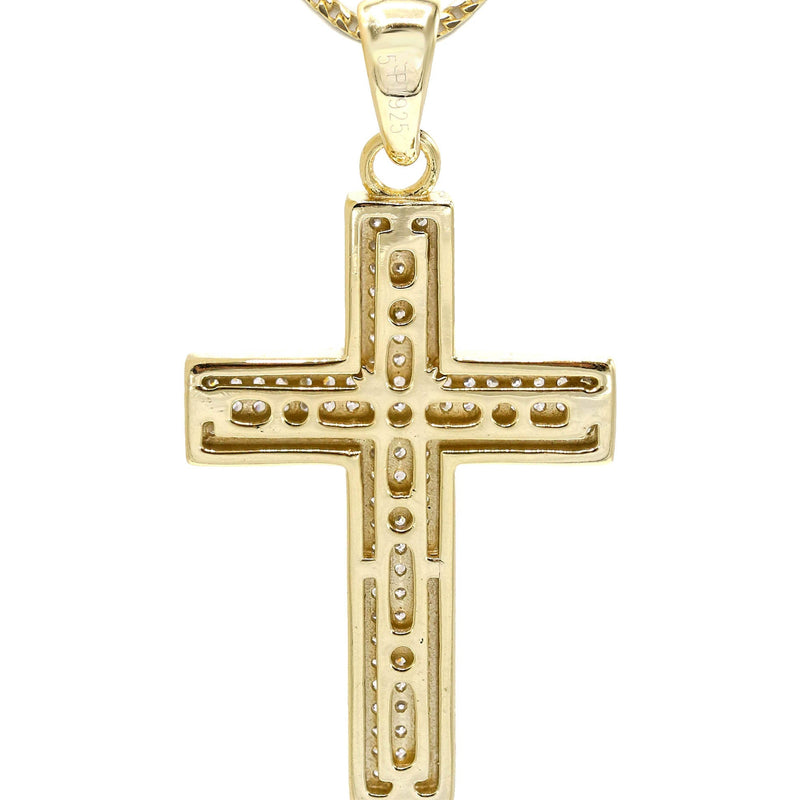 Silver Necklace - Gold Cross Necklace | 12.7 Grams
