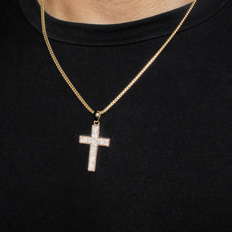 Silver Necklace - Gold Cross Necklace | 12.7 Grams