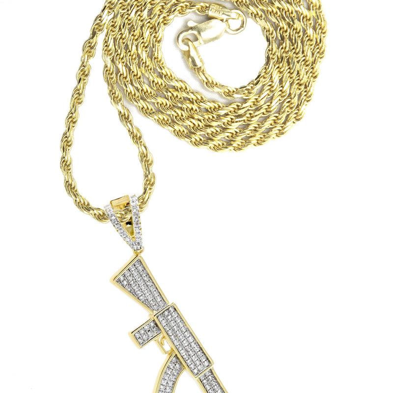 Silver Necklace - Gold Gun Necklace | 14 Grams