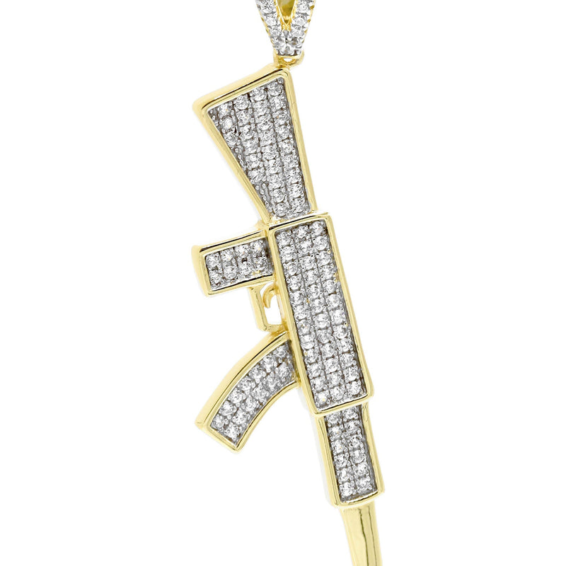 Silver Pendant - Gold Gun Pendant | Appx 4.5 Grams
