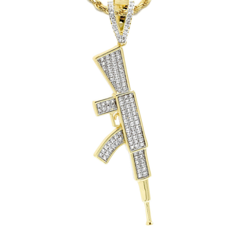 Silver Necklace - Gold Gun Necklace | 14 Grams