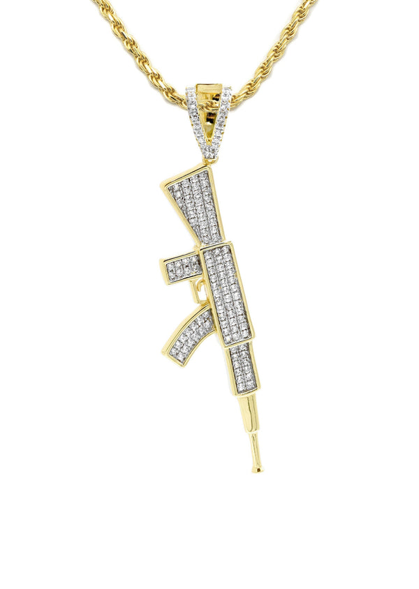 Silver Necklace - Gold Gun Necklace | 14 Grams