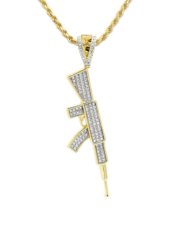 Silver Necklace - Gold Gun Necklace | 14 Grams