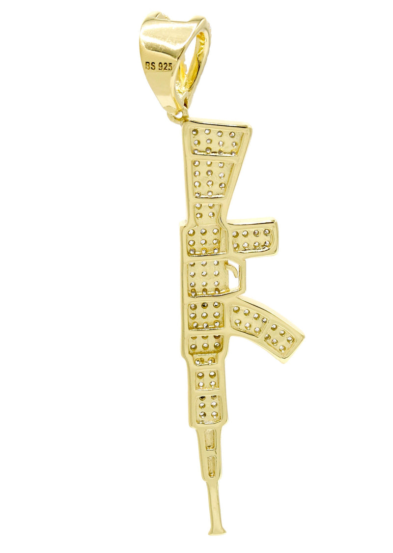 Silver Pendant - Gold Gun Pendant | Appx 4.5 Grams