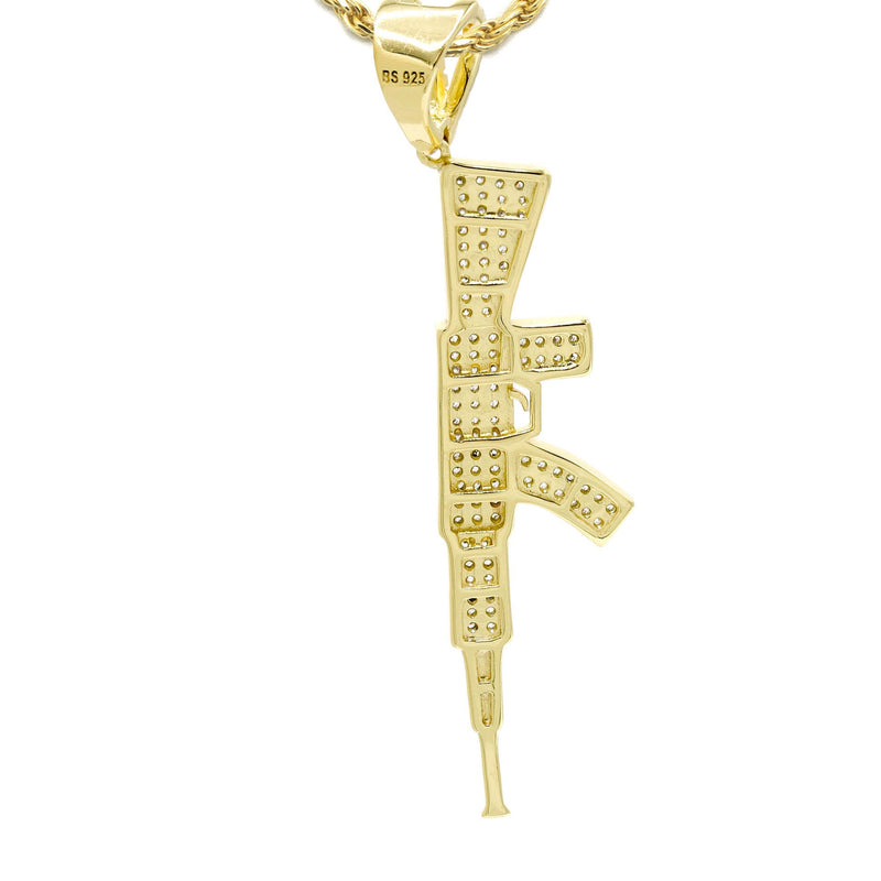 Silver Necklace - Gold Gun Necklace | 14 Grams