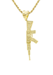 Silver Necklace - Gold Gun Necklace | 14 Grams