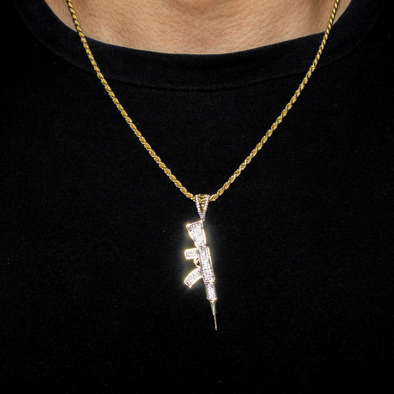 Silver Necklace - Gold Gun Necklace | 14 Grams