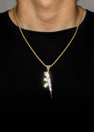 Silver Necklace - Gold Gun Necklace | 14 Grams