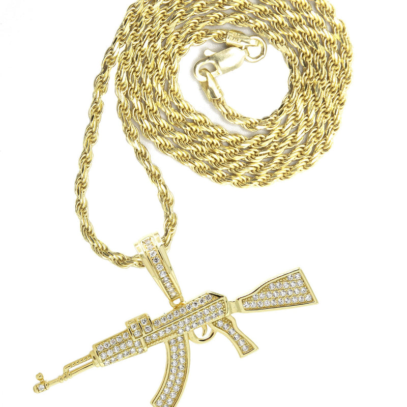 Silver Necklace - Gold Gun Necklace | 14.6 Grams