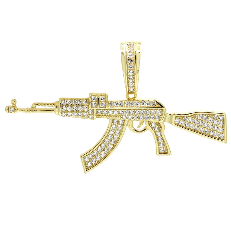 Silver Pendant - Gold Gun Pendant | Appx 5.2 Grams
