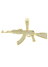 Silver Pendant - Gold Gun Pendant | Appx 5.2 Grams