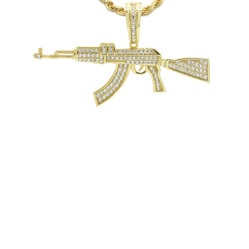 Silver Necklace - Gold Gun Necklace | 14.6 Grams