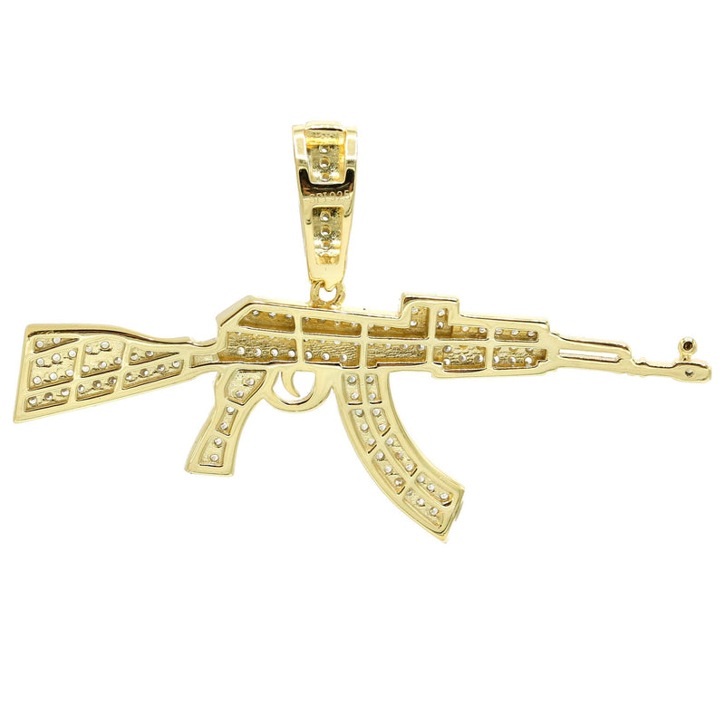 Silver Pendant - Gold Gun Pendant | Appx 5.2 Grams