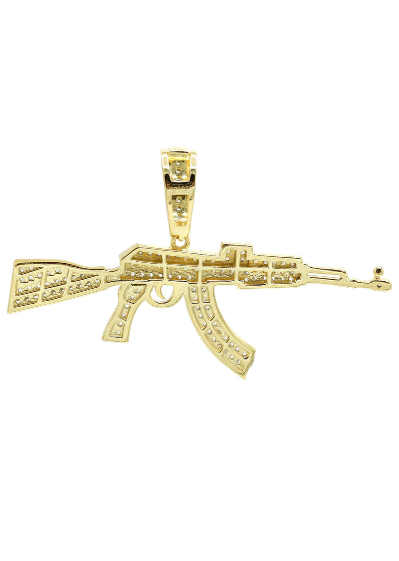 Silver Pendant - Gold Gun Pendant | Appx 5.2 Grams