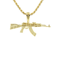 Silver Necklace - Gold Gun Necklace | 14.6 Grams