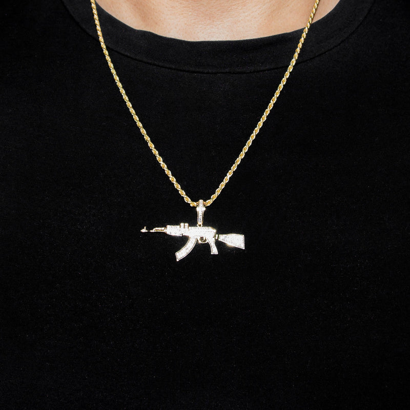Silver Necklace - Gold Gun Necklace | 14.6 Grams