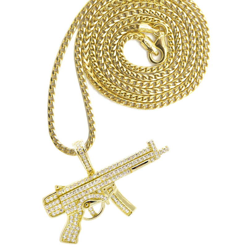 Silver Necklace - Gold Gun Necklace | 15 Grams