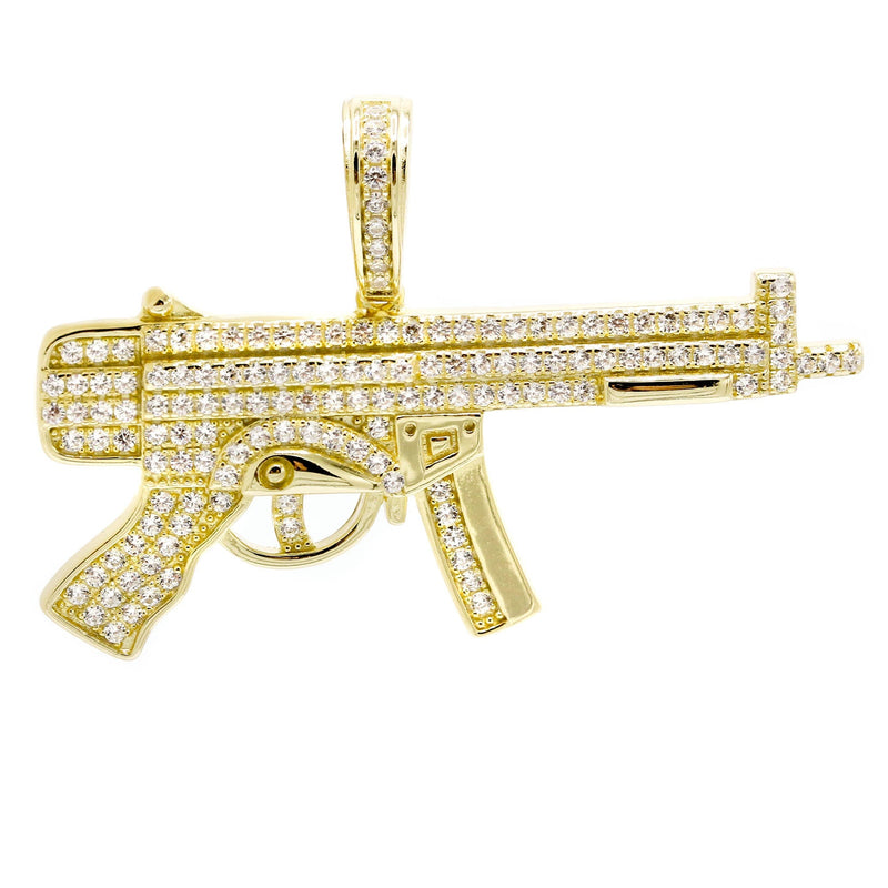 Silver Pendant - Gold Gun Pendant | Appx 6.4 Grams