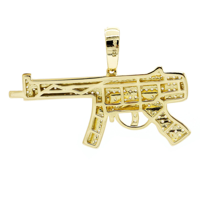 Silver Pendant - Gold Gun Pendant | Appx 6.4 Grams