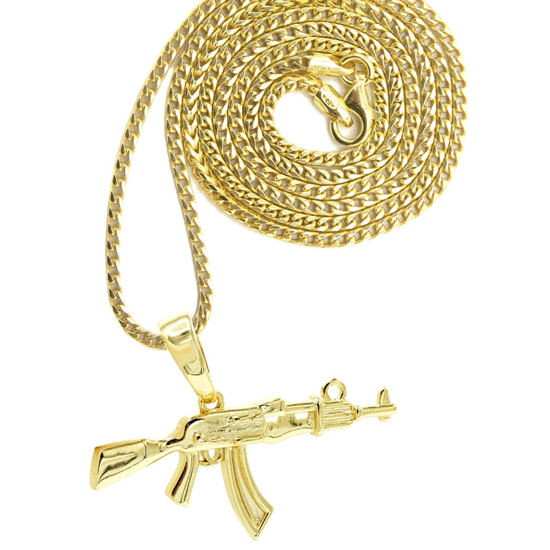 Silver Necklace - Gold Gun Necklace | 11 Grams