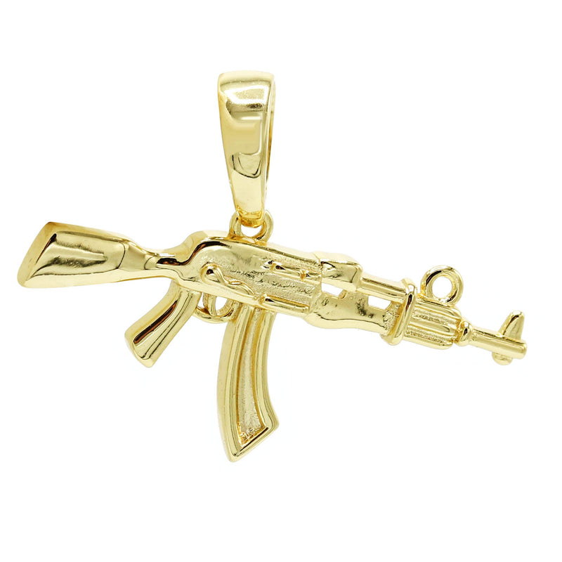 Silver Pendant - Gold Gun Pendant | Appx 2.2 Grams