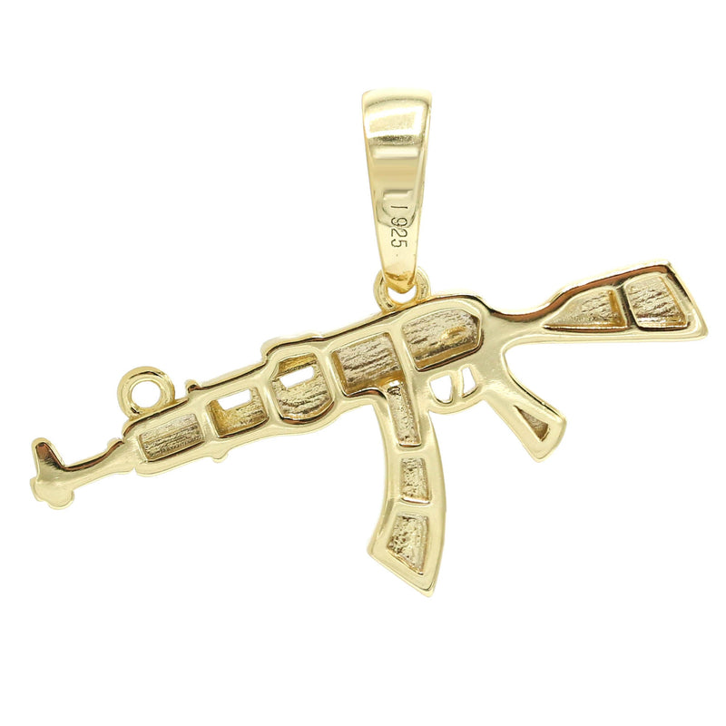 Silver Pendant - Gold Gun Pendant | Appx 2.2 Grams