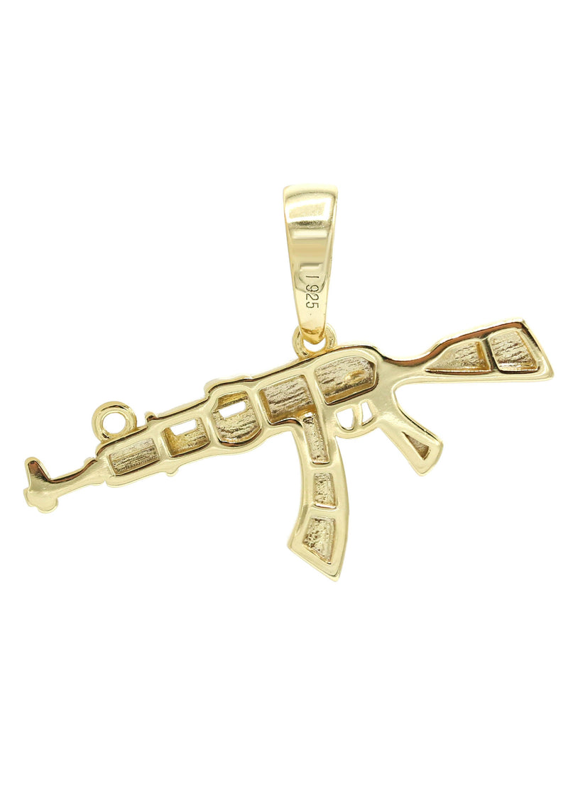 Silver Pendant - Gold Gun Pendant | Appx 2.2 Grams