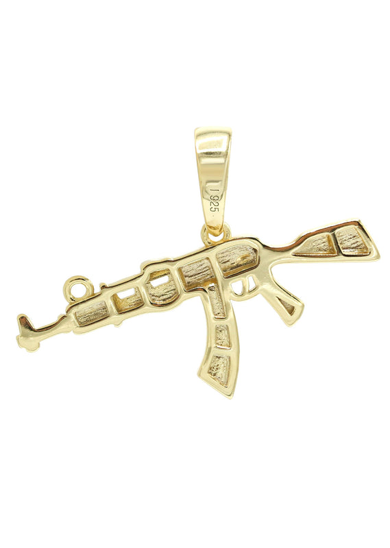 Silver Pendant - Gold Gun Pendant | Appx 2.2 Grams