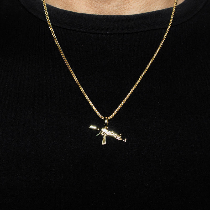 Silver Necklace - Gold Gun Necklace | 11 Grams