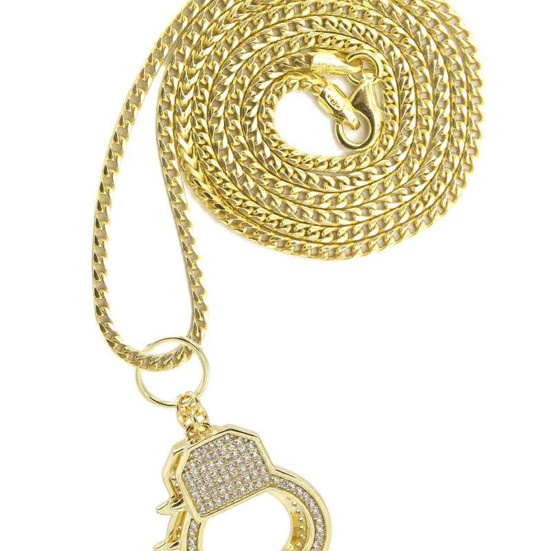Silver Necklace - Gold Hand Cuffs Necklace | 13.3 Grams