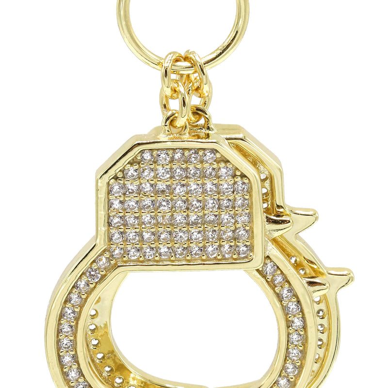 Silver Pendant - Gold Hand Cuffs Pendant | Appx 4.6 Grams