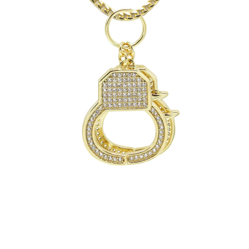 Silver Necklace - Gold Hand Cuffs Necklace | 13.3 Grams