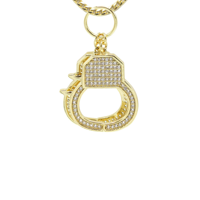 Silver Necklace - Gold Hand Cuffs Necklace | 13.3 Grams