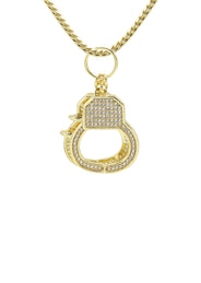 Silver Necklace - Gold Hand Cuffs Necklace | 13.3 Grams