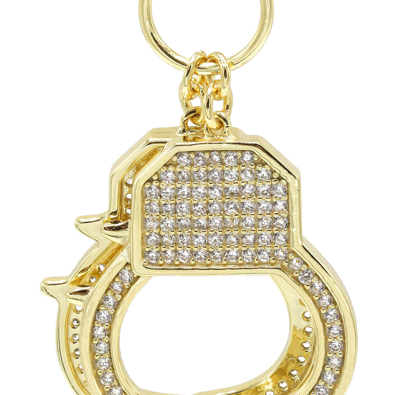 Silver Pendant - Gold Hand Cuffs Pendant | Appx 4.6 Grams