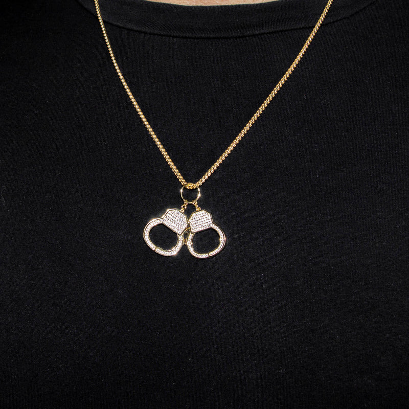 Silver Necklace - Gold Hand Cuffs Necklace | 13.3 Grams