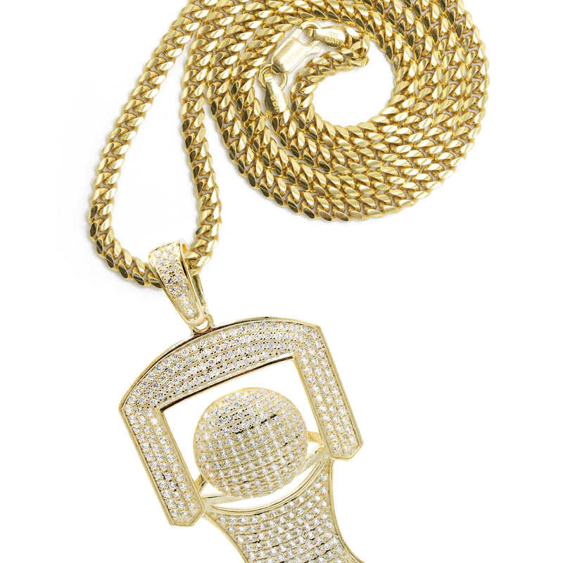 Silver Necklace - Gold Basketball Hoop Necklace | 22.1 Grams