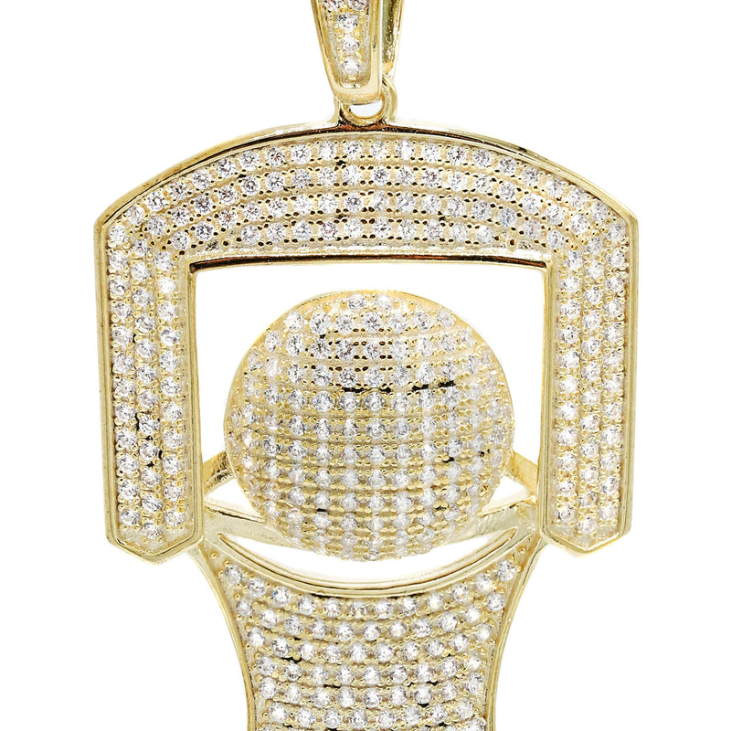 Silver Pendant - Gold Basketball Hoop Pendant | Appx 8.2 Grams