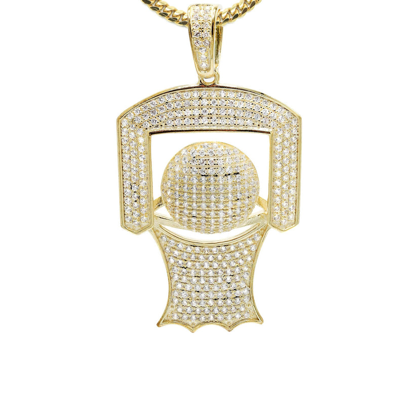 Silver Necklace - Gold Basketball Hoop Necklace | 22.1 Grams