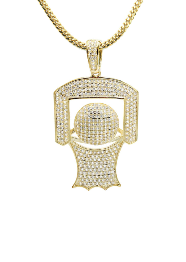 Silver Necklace - Gold Basketball Hoop Necklace | 22.1 Grams