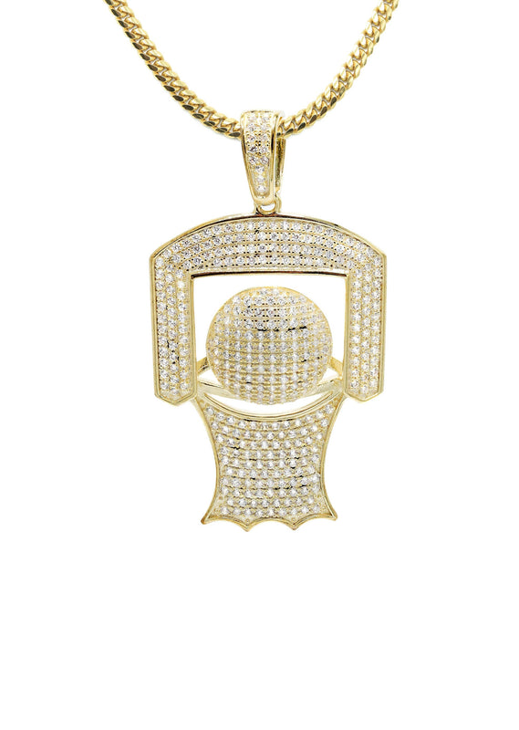 Silver Necklace - Gold Basketball Hoop Necklace | 22.1 Grams